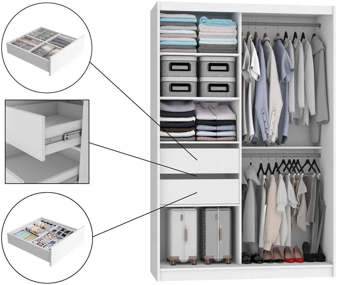 Dulap-cupe Belini Premium ME SZP6/1/B/W/0/KLP (White Matt/Black)