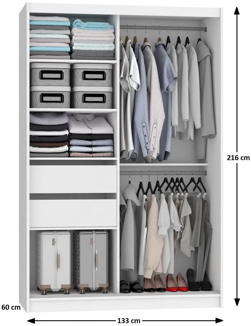 Dulap-cupe Belini Premium ME SZP6/1/B/W/0/KLP (White Matt/Black)