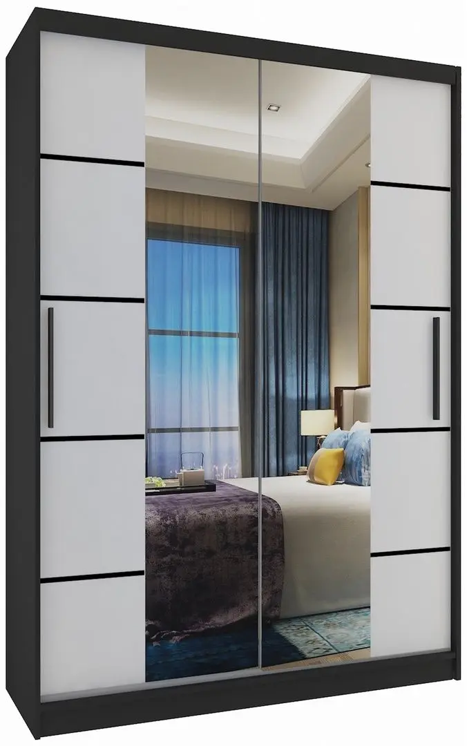 Dulap-cupe Belini Premium ME SZP6/1/B/W/0/KLP (White Matt/Black)