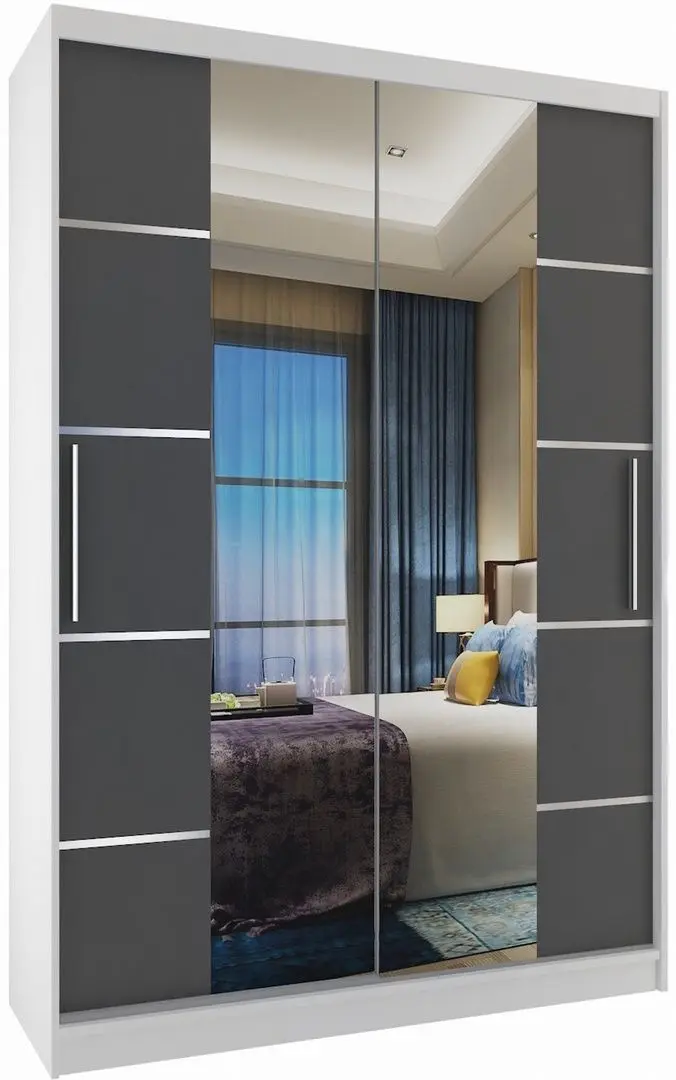 Шкаф-купе Belini Premium ME SZP6/1/W/SR/0/KLAL (Graphite Gray/White)