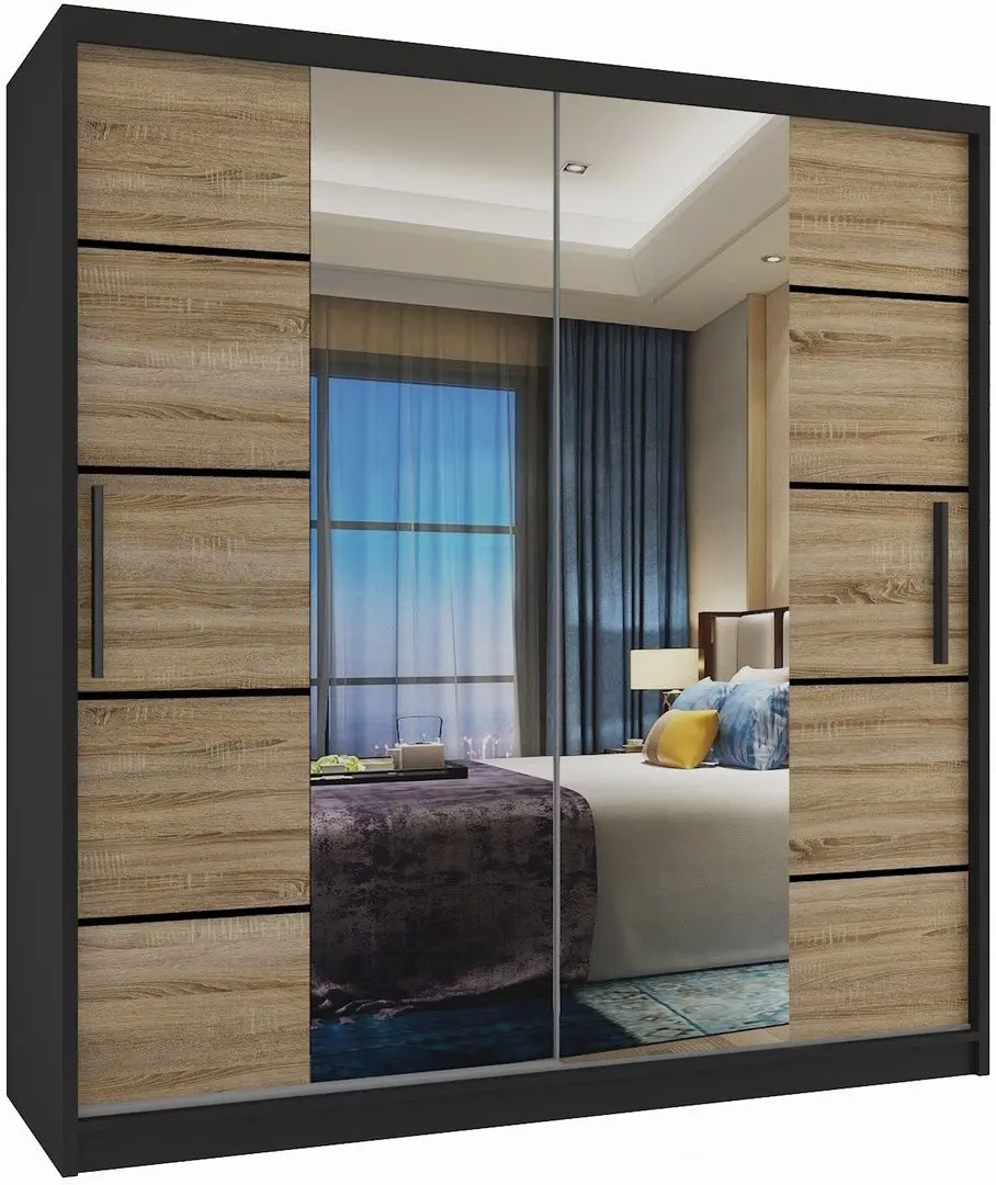 Dulap-cupe Belini Premium ME SZP7/0/B/DS/0/KLP (Sonoma Oak/Black)