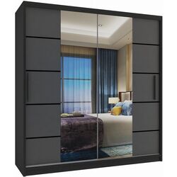 Шкаф-купе Belini Premium ME SZP7/0/B/SR/0/KLP (Graphite Gray/Black)