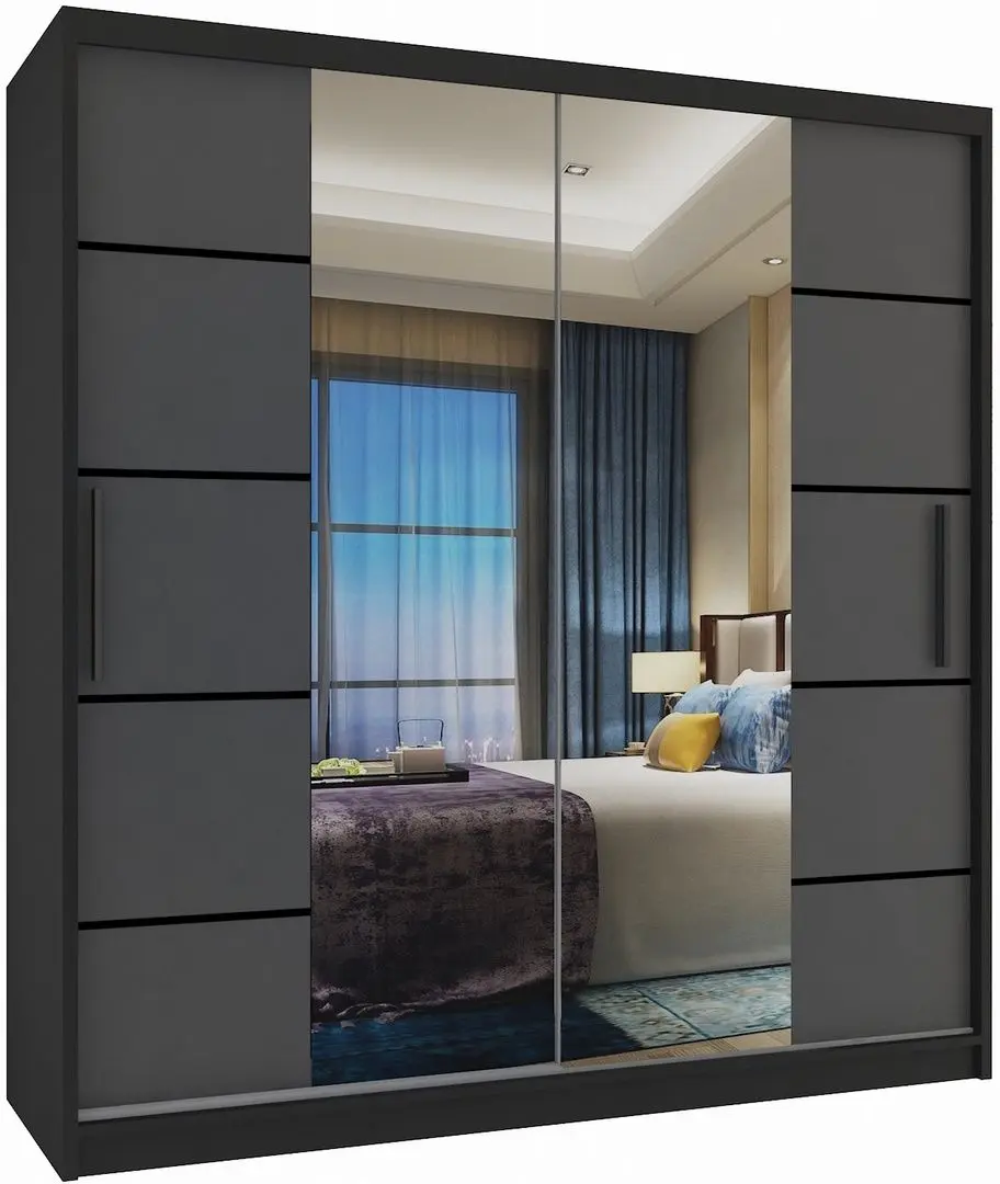 Шкаф-купе Belini Premium ME SZP7/0/B/SR/0/KLP (Graphite Gray/Black)