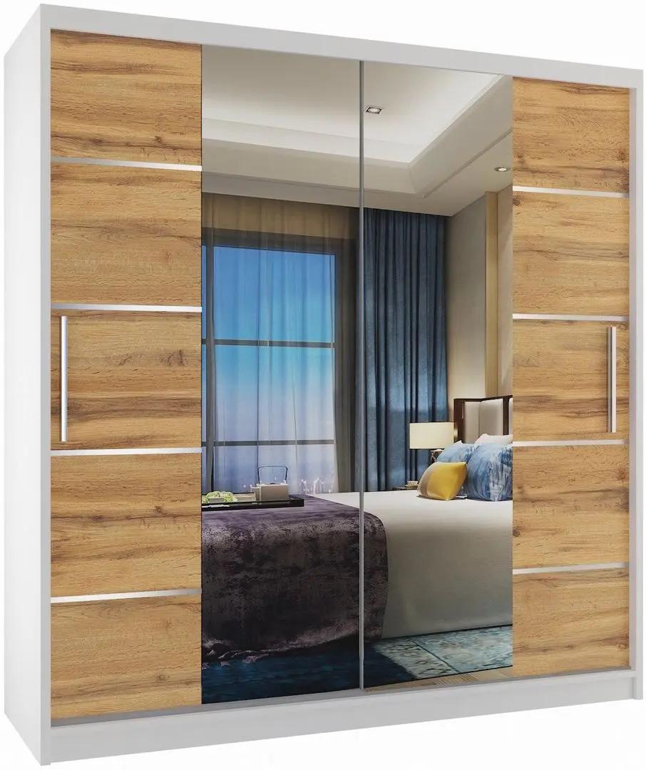 Dulap-cupe Belini Premium ME SZP7/0/W/DW/0/KLAL (Wotan Oak/White)