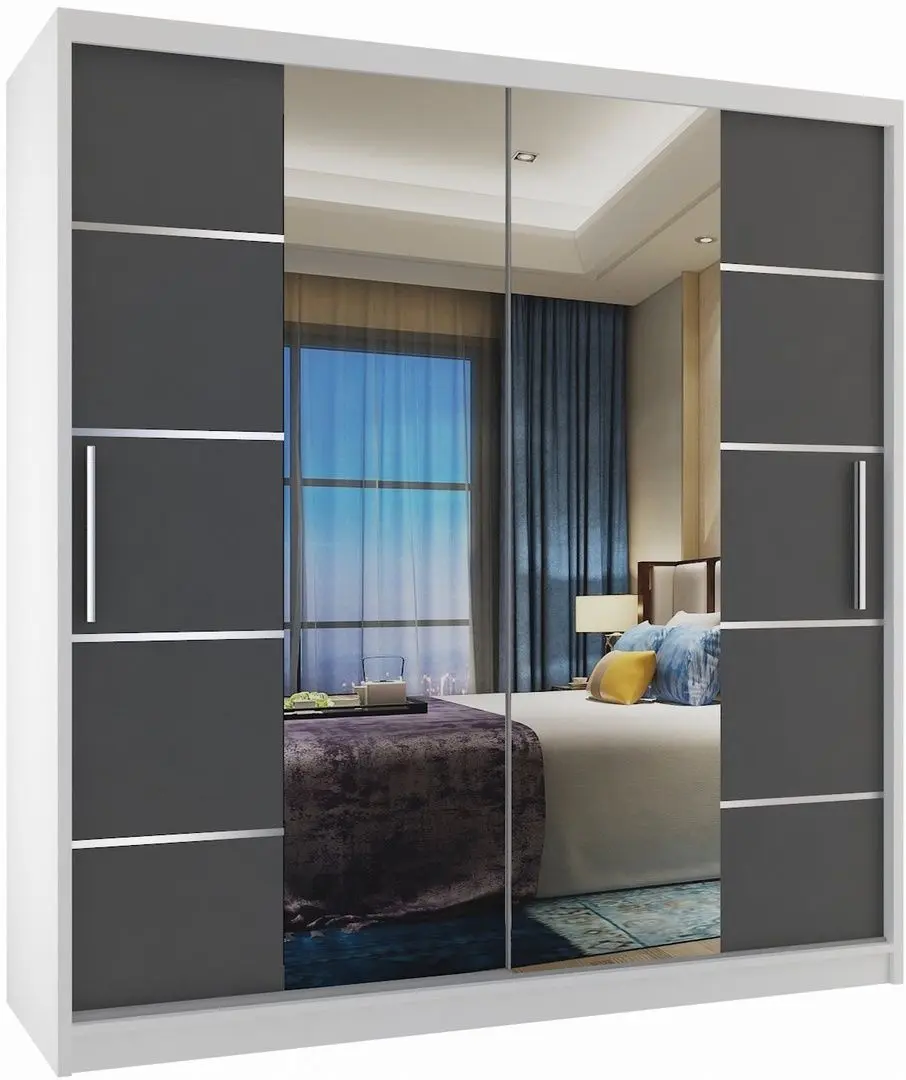 Dulap-cupe Belini Premium ME SZP7/0/W/SR/0/KLAL (Graphite Gray/White)