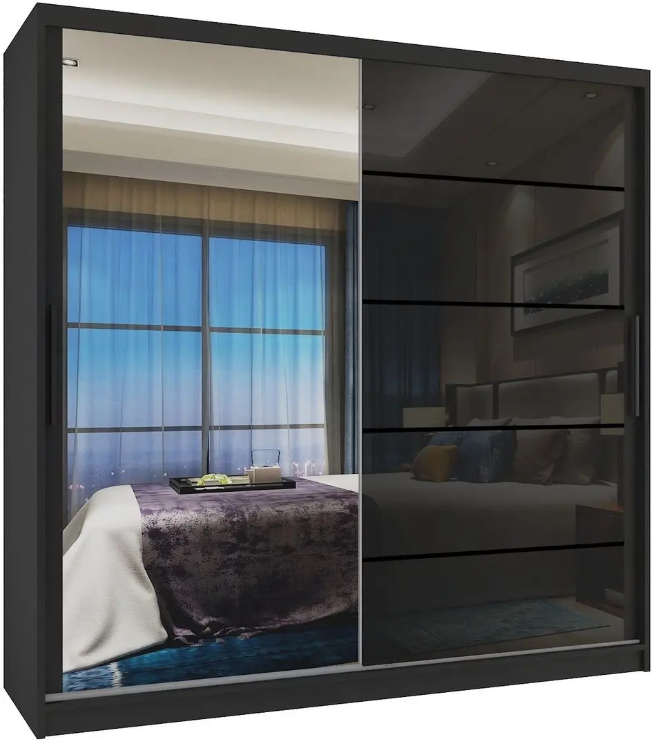 Dulap-cupe Belini Premium MGB SZP5/1/B/1L5B/KLP (Black Gloss/Black)