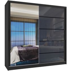 Dulap-cupe Belini Premium MGB SZP5/1/B/1L5S/KLP (Gray Steel Gloss/Black)