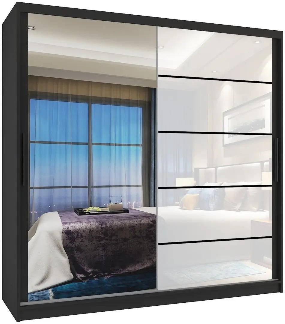 Dulap-cupe Belini Premium MGB SZP5/1/B/1L5W/KLP (White Gloss/Black)