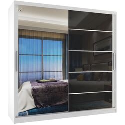 Dulap-cupe Belini Premium MGB SZP5/1/W/1L5B/KLAL (Black Gloss/White)