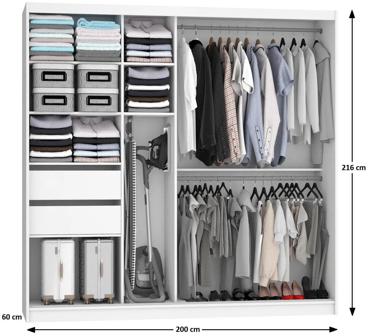 Dulap-cupe Belini Premium MGB SZP5/1/W/1L5S/KLAL (Gray Steel Gloss/White)