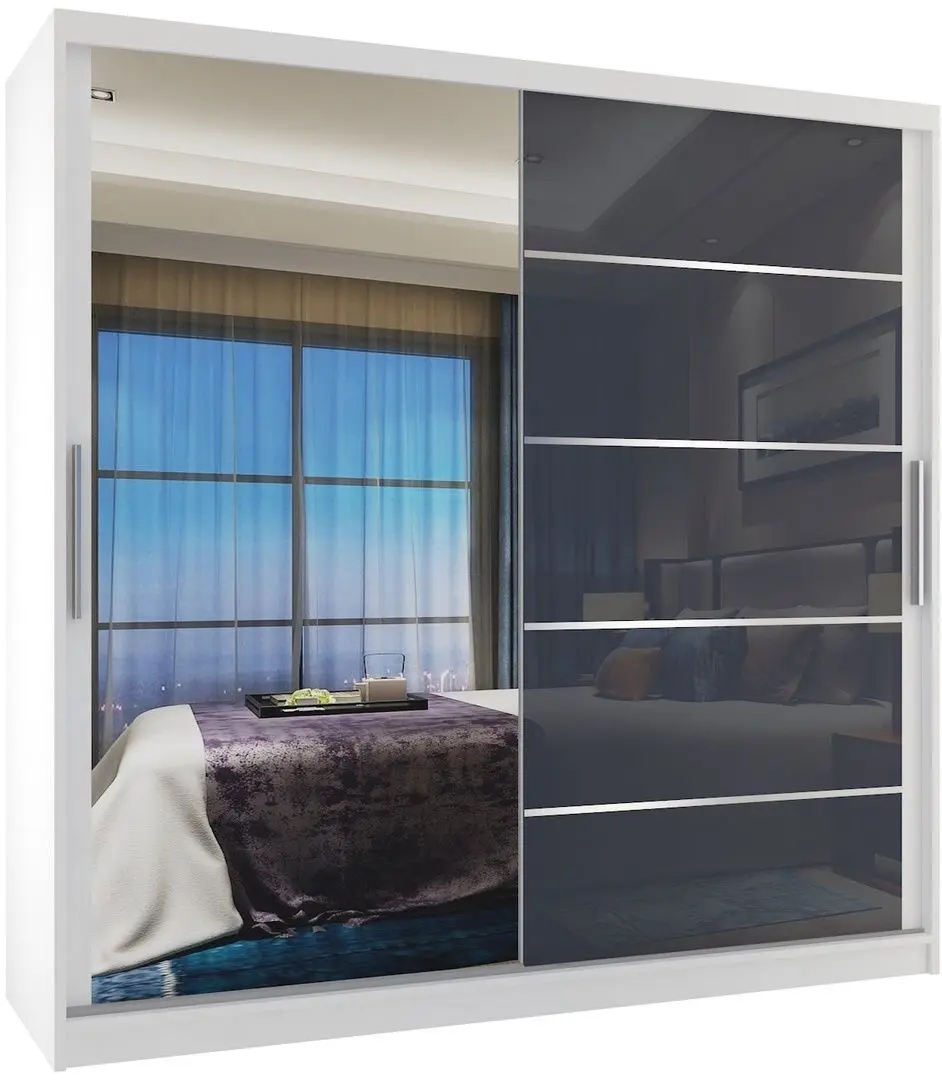 Dulap-cupe Belini Premium MGB SZP5/1/W/1L5S/KLAL (Gray Steel Gloss/White)