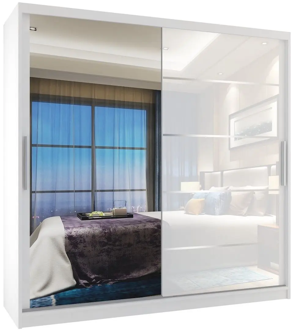 Шкаф-купе Belini Premium MGB SZP5/1/W/1L5W/KLAL (White Gloss/White)