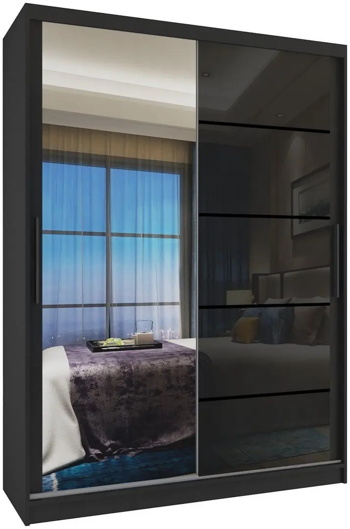 Dulap-cupe Belini Premium MGB SZP6/1/B/1L5B/KLP (Black Gloss/Black)