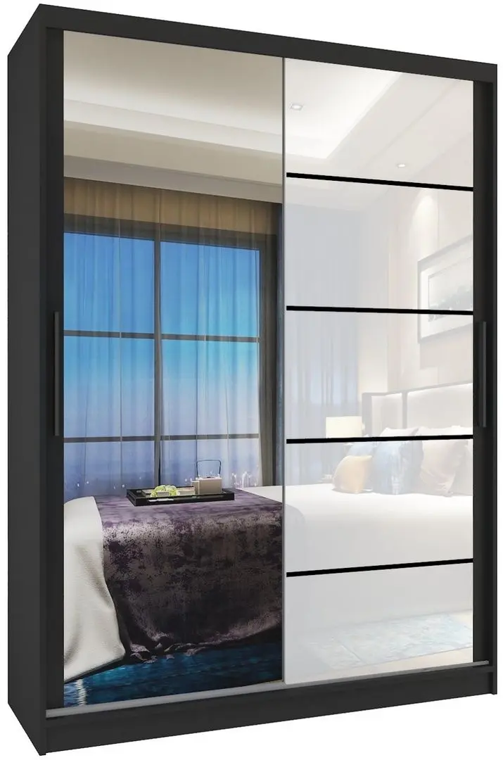 Dulap-cupe Belini Premium MGB SZP6/1/B/1L5W/KLP (White Gloss/Black)