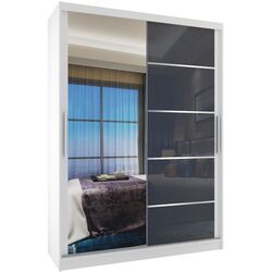 Dulap-cupe Belini Premium MGB SZP6/1/W/1L5S/KLAL (Gray Steel Gloss/White)