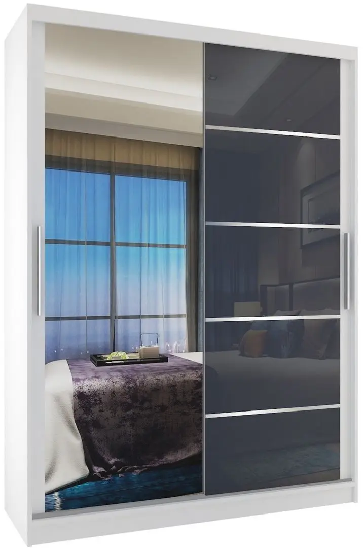 Шкаф-купе Belini Premium MGB SZP6/1/W/1L5S/KLAL (Gray Steel Gloss/White)