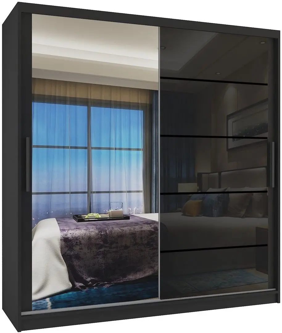 Dulap-cupe Belini Premium MGB SZP7/0/B/1L5B/KLP (Black Gloss/Black)