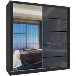 Dulap-cupe Belini Premium MGB SZP7/0/B/1L5S/KLP (Gray Steel Gloss/Black)