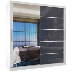 Dulap-cupe Belini Premium MGB SZP7/0/W/1L5S/KLAL (Gray Steel Gloss/White)