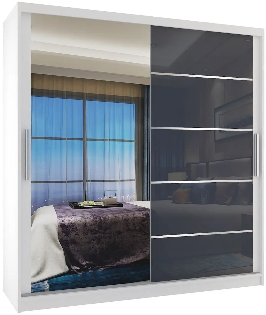 Шкаф-купе Belini Premium MGB SZP7/0/W/1L5S/KLAL (Gray Steel Gloss/White)