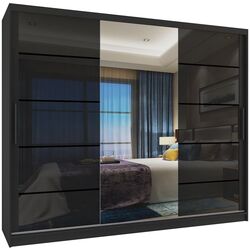 Dulap-cupe Belini Premium MGB SZP8/0/B/2B1L/KLP (Black Gloss/Black)