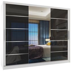 Dulap-cupe Belini Premium MGB SZP8/0/W/2B1L/KLAL (Black Gloss/White)