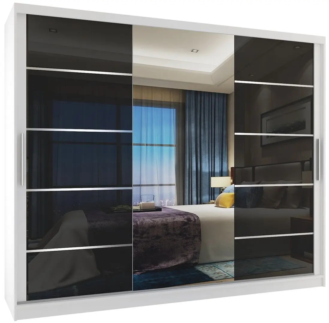 Dulap-cupe Belini Premium MGB SZP8/0/W/2B1L/KLAL (Black Gloss/White)