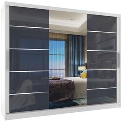 Dulap-cupe Belini Premium MGB SZP8/0/W/2S1L/KLAL (Gray Steel Gloss/White)