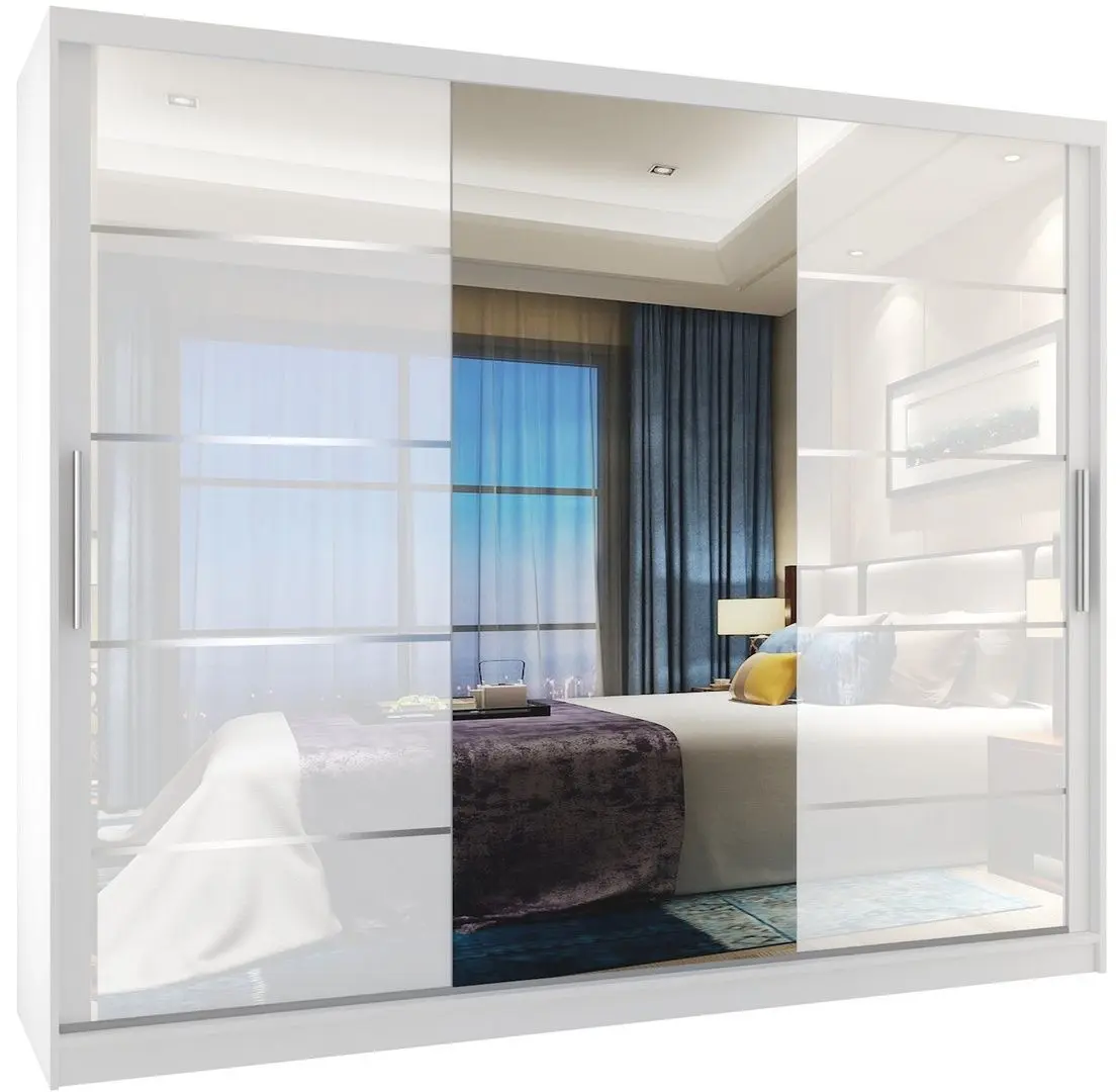 Шкаф-купе Belini Premium MGB SZP8/0/W/2W1L/KLAL (White Gloss/White)
