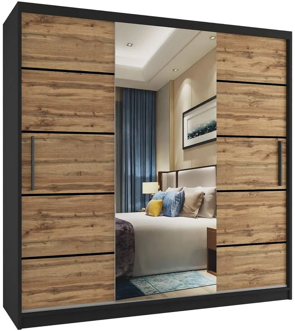 Dulap-cupe Belini Premium MT SZP5/1/B/DW/0/KLP (Wotan Oak/Black)