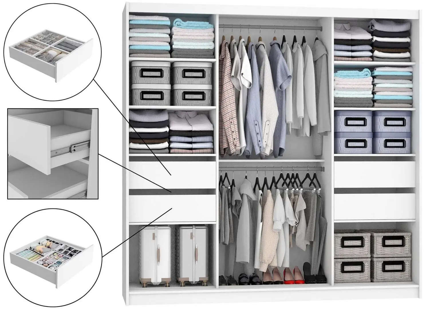 Шкаф-купе Belini Premium MT SZP5/1/B/W/0/KLP (White Matt/Black)