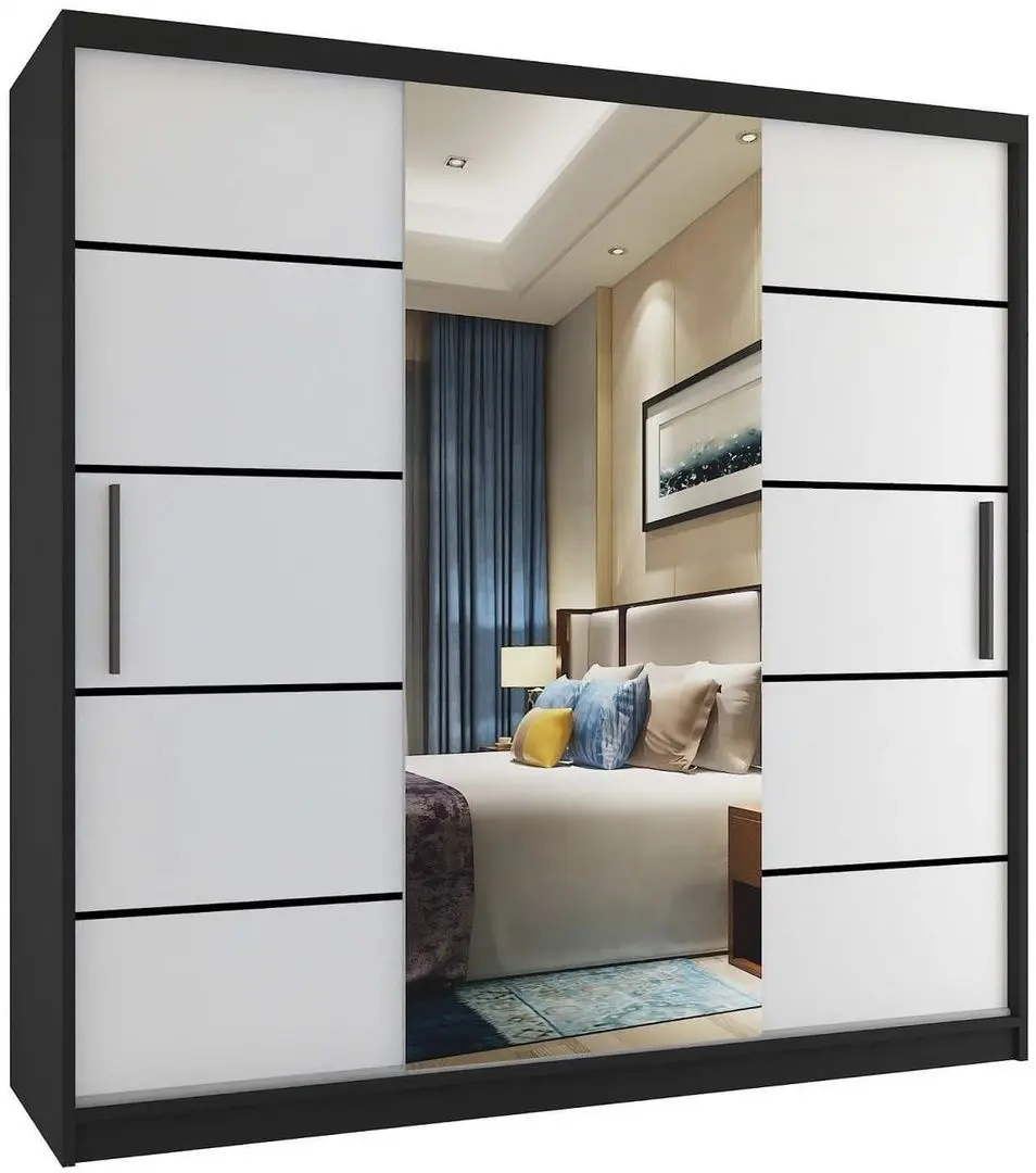 Шкаф-купе Belini Premium MT SZP5/1/B/W/0/KLP (White Matt/Black)