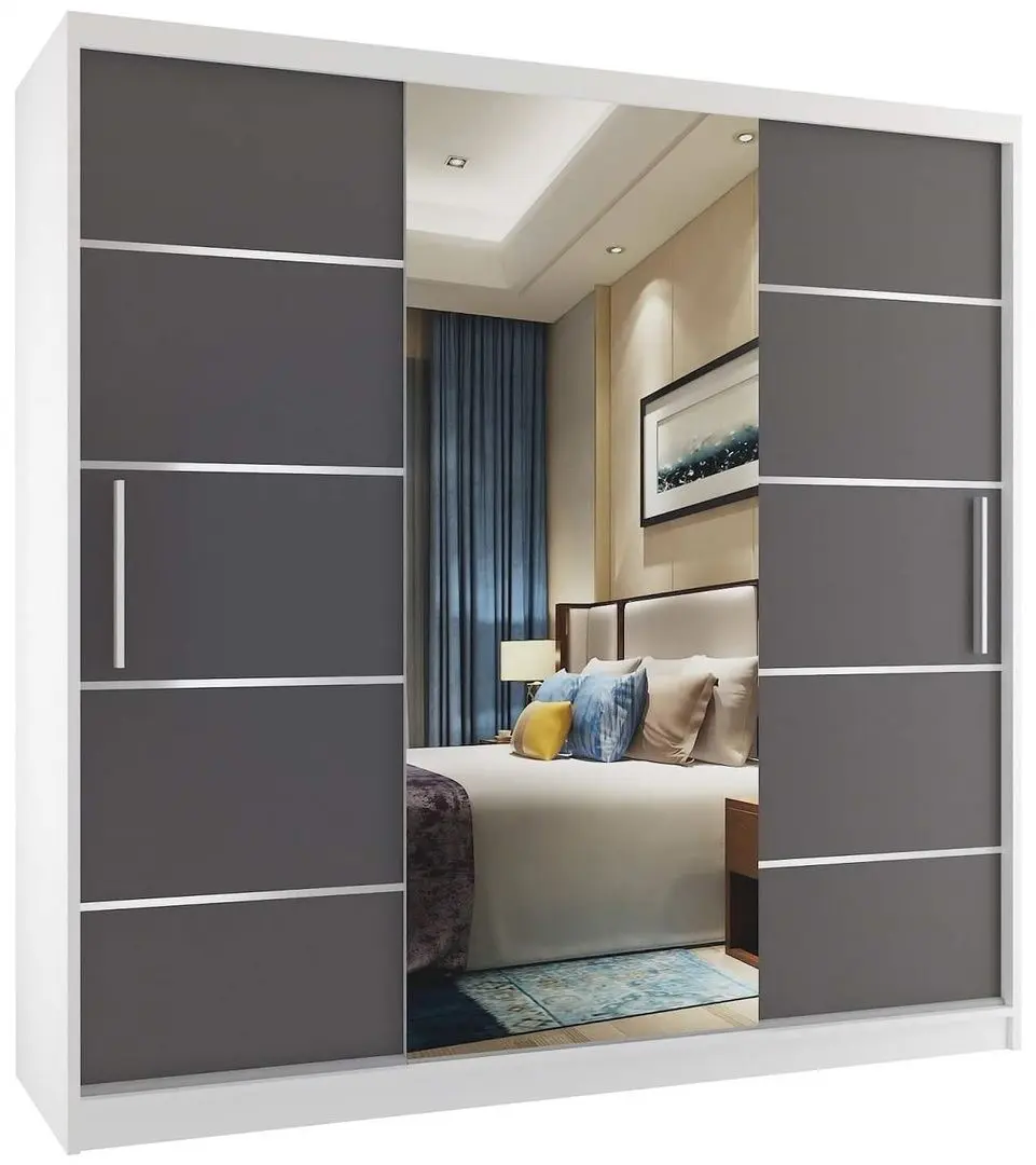 Шкаф-купе Belini Premium MT SZP5/1/W/SR/0/KLAL (Graphite Gray/White)