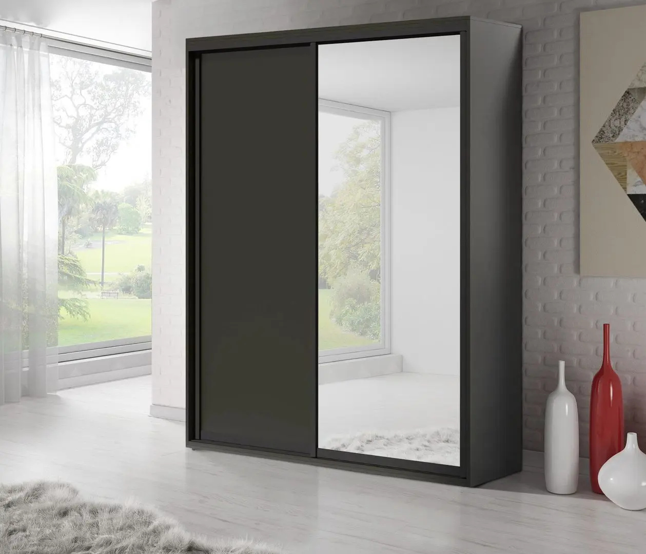 Dulap-cupe Fabrik Home Oslo 1 oglinda 160x216x60 (Basalt)