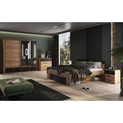 Dulap-cupe Helvetia Beta 22MW1663 oglinda/sertare (Mauvella Oak/Black) Thumb