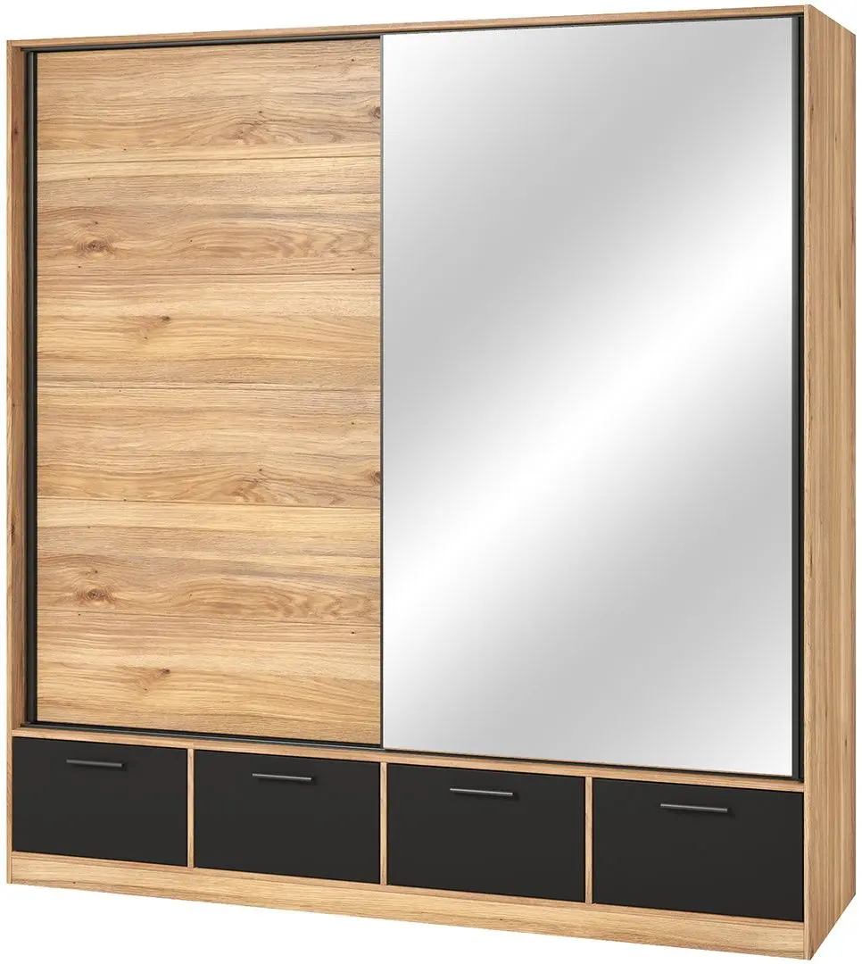 Dulap-cupe Helvetia Beta 22MW1663 oglinda/sertare (Mauvella Oak/Black)