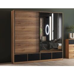 Dulap-cupe Helvetia Beta 22MW1663 oglinda/sertare (Mauvella Oak/Black)