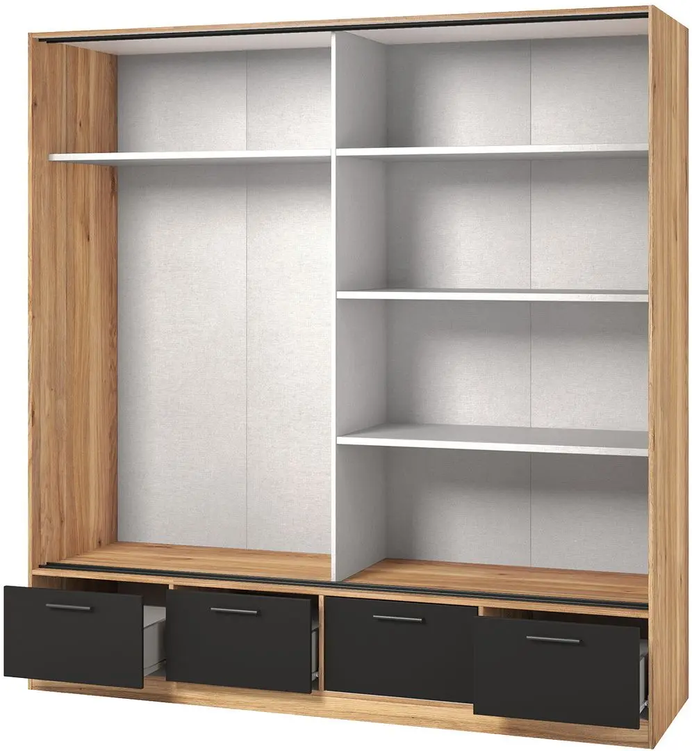 Dulap-cupe Helvetia Beta 22MW1663 oglinda/sertare (Mauvella Oak/Black)