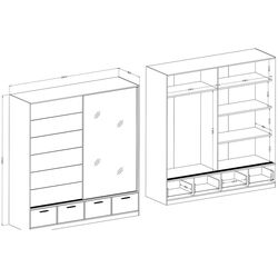 Dulap-cupe Helvetia Beta 22MW1663 oglinda/sertare (Mauvella Oak/Black) Thumb