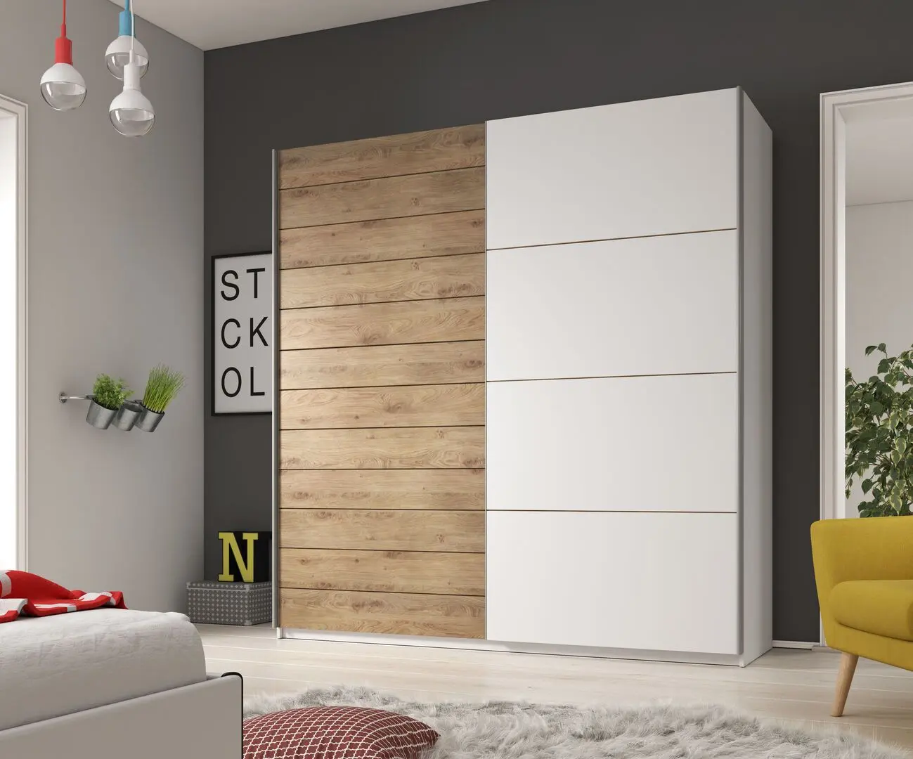 Dulap-cupe Helvetia Galaxy 2493EA18 (White/Beaufort Oak)