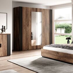 Шкаф-купе Helvetia Sigma 200x213x64 (Flagstaff Oak Dark/Black Matt) Thumb