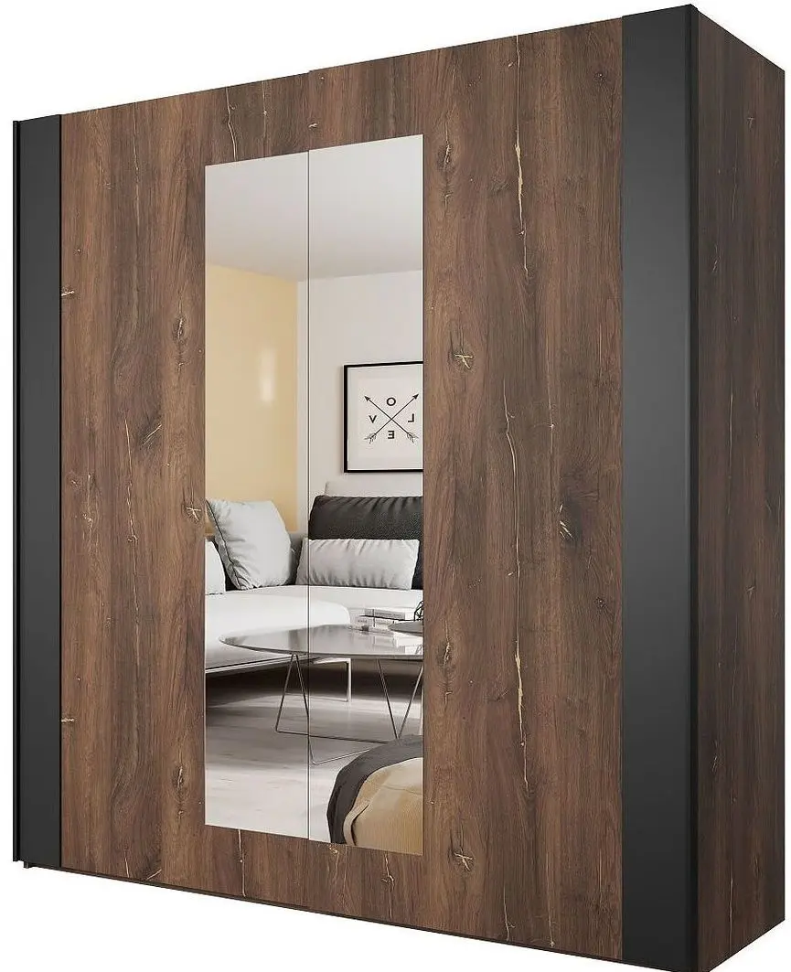 Шкаф-купе Helvetia Sigma 200x213x64 (Flagstaff Oak Dark/Black Matt)