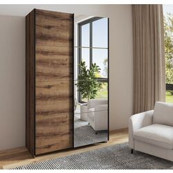 Dulap-cupe cu oglinda Helvetia Beta 120 cm (Monastery Oak/Black)