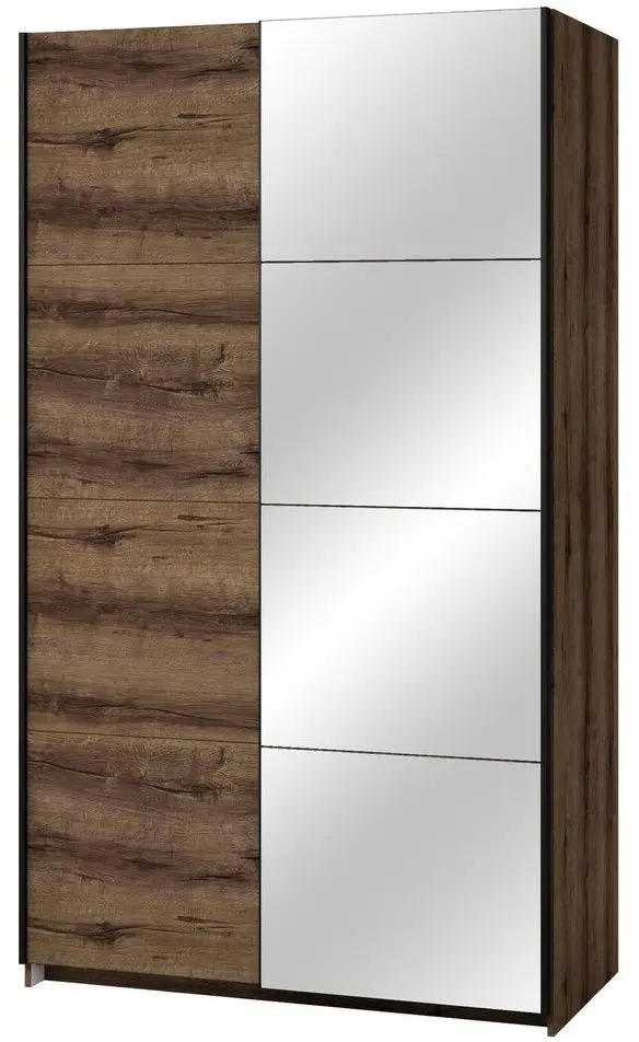 Dulap-cupe cu oglinda Helvetia Beta 120 cm (Monastery Oak/Black) - 4