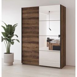 Dulap-cupe cu oglinda Helvetia Beta 150 cm (Monastery Oak/Black)