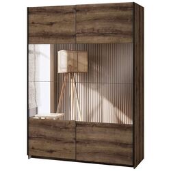 Dulap-cupe cu oglinda Helvetia Beta 150 cm (Monastery Oak/Black) Thumb