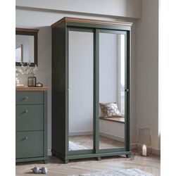 Dulap-cupe cu oglinda Helvetia Evora 2D 120 cm (Green/Lefkas Oak)