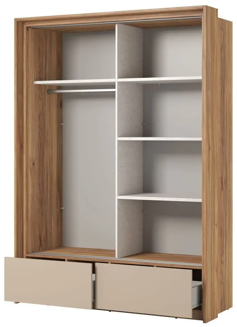 Dulap-cupe cu oglinda Helvetia Impressio 2D2SZ 159 cm (Mauvella Oak/Congo)