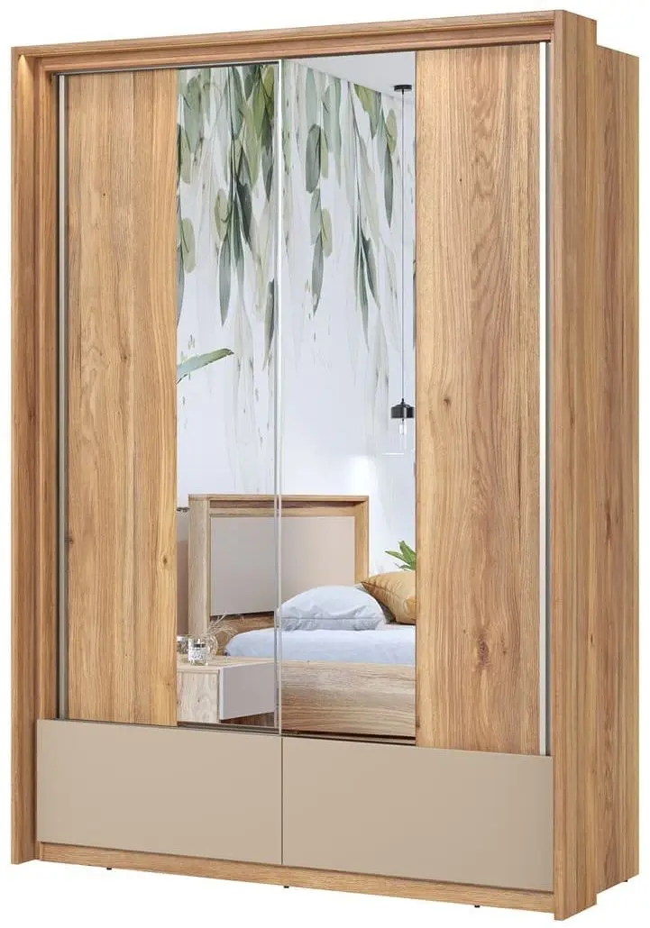 Dulap-cupe cu oglinda Helvetia Impressio 2D2SZ 159 cm (Mauvella Oak/Congo)