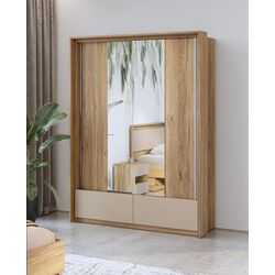 Dulap-cupe cu oglinda Helvetia Impressio 2D2SZ 159 cm (Mauvella Oak/Congo)